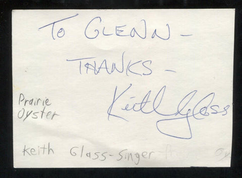 Prairie Oyster - Keith Glass Signed Cut 3x5 Index Card Autographed Band