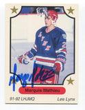 1991 7th Inning Sketch Marquis Mathieu Signed Card Hockey Autograph AUTO #180