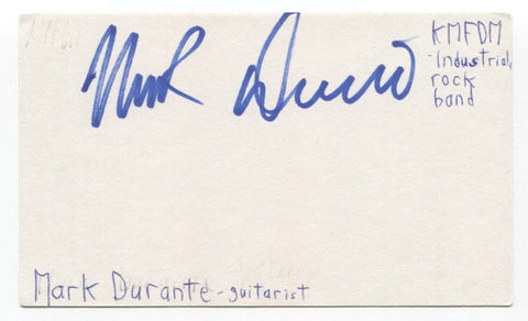 KMFDM Mark Durante Signed 3x5 Index Card Autographed Signature
