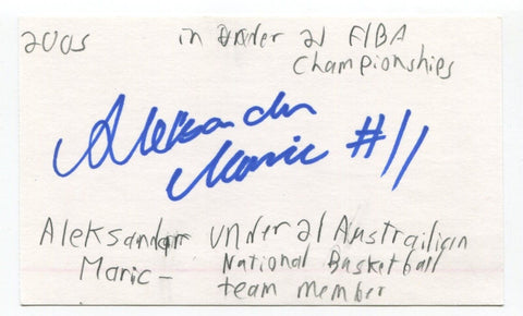 Aleks Maric Signed 3x5 Index Card Autographed Basketball Australia Serbia