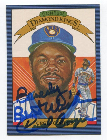 1986 Donruss Diamond Kings Cecil Cooper Signed Baseball Card Autographed AUTO #7