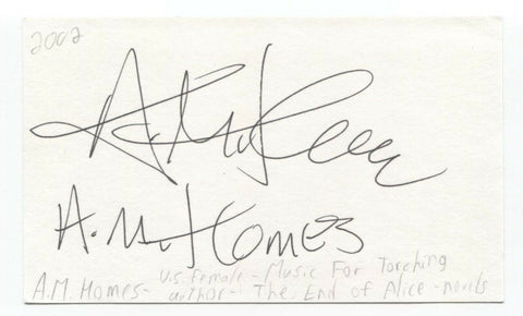 A.M. Homes Signed 3x5 Index Card Autographed Signature Amy Author Writer