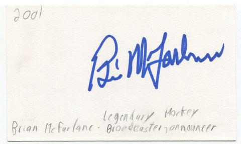 Brian McFarlane Signed 3x5 Index Card Autographed Signature Hockey Hall of Fame