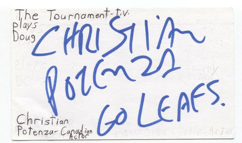 Christian Potenza Signed 3x5 Index Card Autographed Signature Actor Total Drama