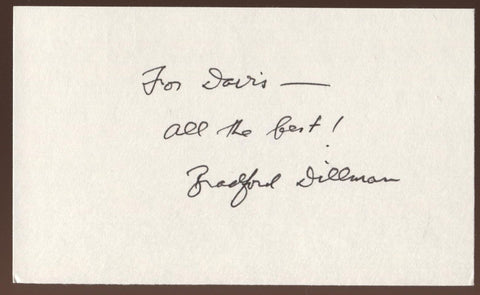 Bradford Dillman Signed Index Card Autographed 1993 Autographed 