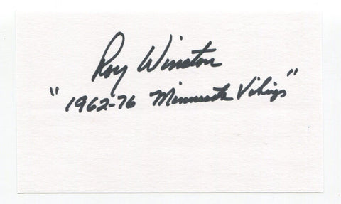 Roy Winston Signed 3x5 Index Card Autographed Football NFL Minnesota Vikings