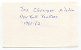 Tex Clevenger Signed 3x5 Index Card Autographed Baseball MLB New York Yankees