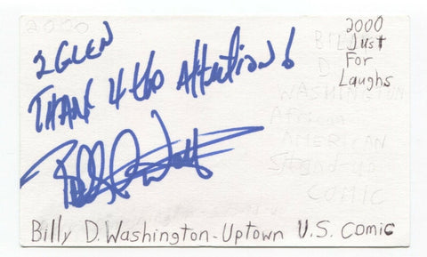 Billy D. Washington Signed 3x5 Index Card Autographed Comedian Comic Actor