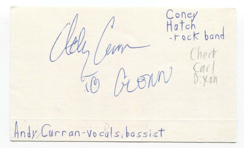 Coney Hatch Andy Curran Signed 3x5 Index Card Autographed Signature 