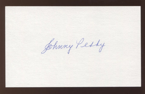 Johnny Pesky Signed 3x5 Index Card Vintage Autographed Baseball Signature