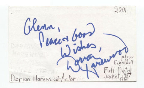 Dorian Harewood Signed 3x5 Index Card Autographed Actor Full Metal Jacket