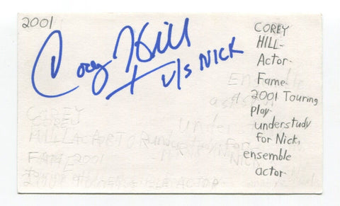 Corey Hill Signed 3x5 Index Card Autograph Actor Fame