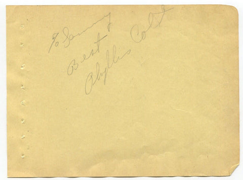 Phyllis Colt Signed Vintage Album Page Autographed Actress Singer 1940's