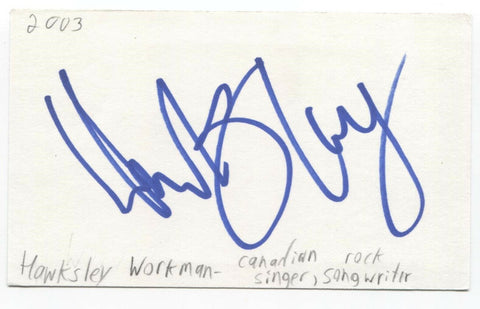 Hawksley Workman Signed 3x5 Index Card Autographed Signature Singer Songwriter