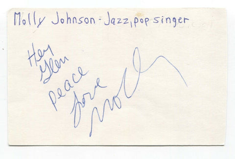 Molly Johnson Signed 3x5 Index Card Autographed Signature Singer