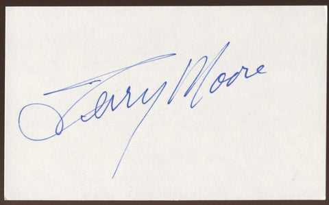 Terry Moore Signed Index Card Signature Vintage Autographed AUTO 