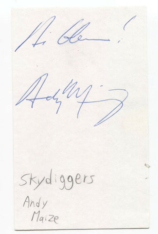 Skydiggers - Andy Maize Signed 3x5 Index Card Autographed Signature