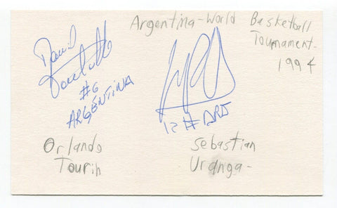 Sebastian Uranga Signed 3x5 Index Card Autographed Basketball Argentina