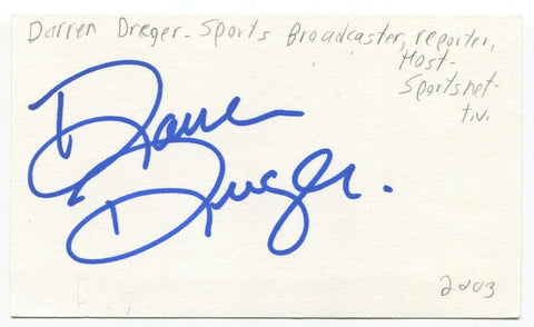 Darren Dreger Signed 3x5 Index Card Autographed Canadian Sports Reporter