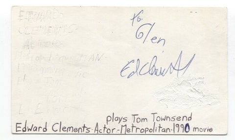 Edward Clements Signed 3x5 Index Card Autographed Signature Actor Star Trek