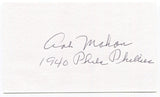 Art Mahan Signed 3x5 Index Card Autographed MLB Baseball 1940 Phillies