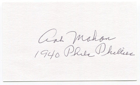 Art Mahan Signed 3x5 Index Card Autographed MLB Baseball 1940 Phillies