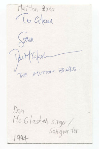 The Mutton Birds - Don McGlashan Signed 3x5 Index Card Autograph Blam Blam Blam