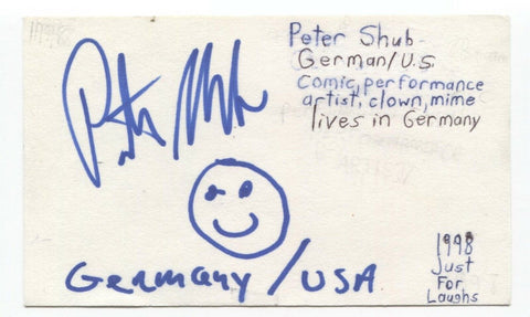 Peter Shub Signed 3x5 Index Card Autographed Signature Actor Clown