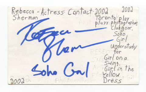 Rebecca Sherman Signed 3x5 Index Card Autographed Actress Forgetting Sandy Glass