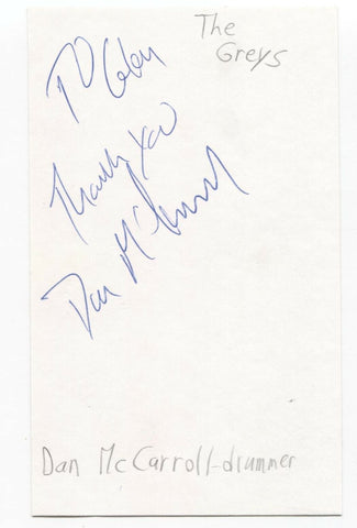 The Grays - Dan McCarroll Signed 3x5 Index Card Autographed Signature Band