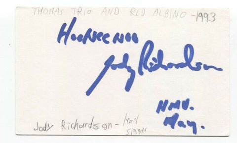 Thomas Trio and the Red Albino - Jody Richardson Signed 3x5 Index Card Autograph