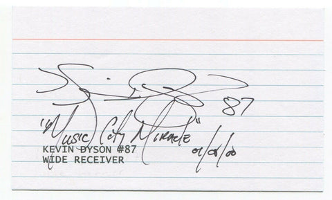 Kevin Dyson Signed 3x5 Index Card Autographed Signature Football Titans