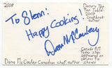 Dana McCauley Signed 3x5 Index Card Autographed Canadian Chef Cook