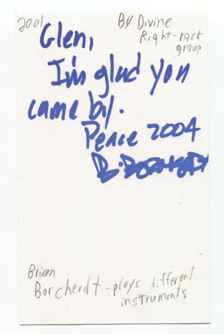 By Divine Right - Brian Borcherdt Signed 3x5 Index Card Autographed Band