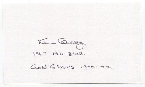 Ken Berry Signed 3x5 Index Card Autographed All-Star, 2x Gold Glove Award