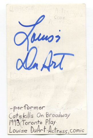Louise DuArt Signed 3x5 Index Card Autographed Comedian Voice Actress