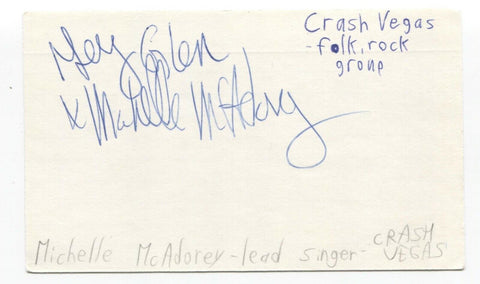 Michelle McAdorey Signed 3x5 Index Card Autographed Signature Crash Vegas