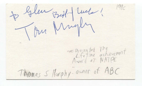 Thomas S. Murphy Signed 3x5 Index Card Autographed Signature ABC Owner CEO