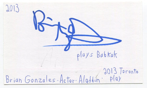 Brian Gonzales Signed 3x5 Index Card Autograph Actor Aladdin Law And Order