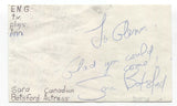 Sara Botsford Signed 3x5 Index Card Autographed Signature Anne of Green Gables