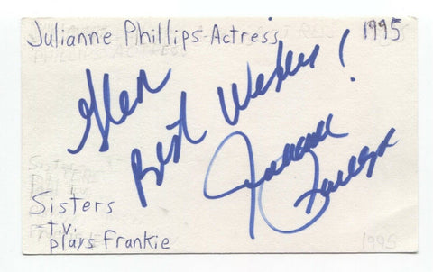 Julianne Phillips Signed 3x5 Index Card Autographed Actress Sisters