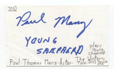 Paul Manz Signed Index 3x5 Card Autographed Signature Actor