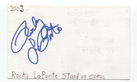 Rocky LaPorte Signed 3x5 Index Card Autographed Signature Actor Comedian