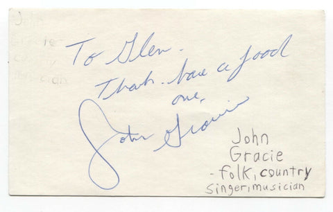 John Gracie Signed 3x5 Index Card Autographed Signature Country Singer