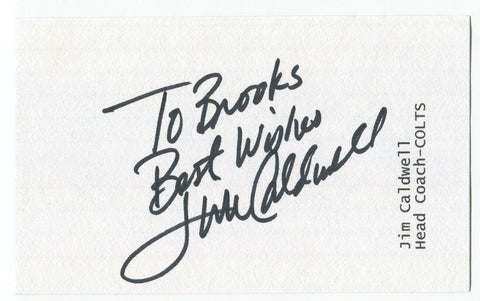 Jim Caldwell Signed 3x5 Index Card Autographed Signature Football Colts Coach