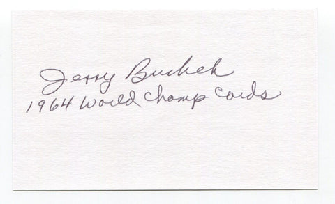Jerry Buchek Signed 3x5 Index Card Autographed 1964 St Louis Cardinals WS Champs