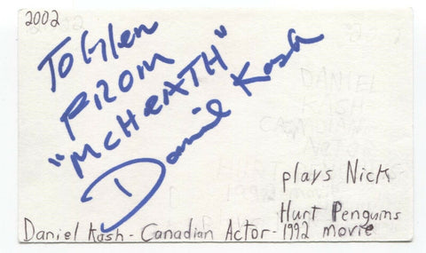 Daniel Kash Signed 3x5 Index Card Autographed Voice Actor Director