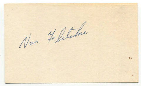 Van Fletcher Signed 3x5 Index Card Baseball Autographed Vintage Signature