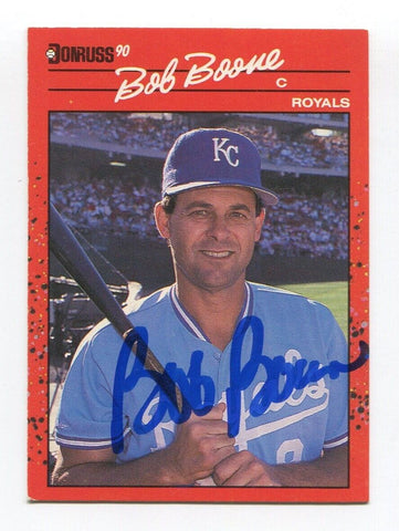 1990 Donruss Bob Boone Signed Card Baseball MLB Autographed AUTO #326