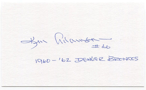 Ken Adamson Signed 3x5 Index Card Autograph Signature Denver Broncos All-Star